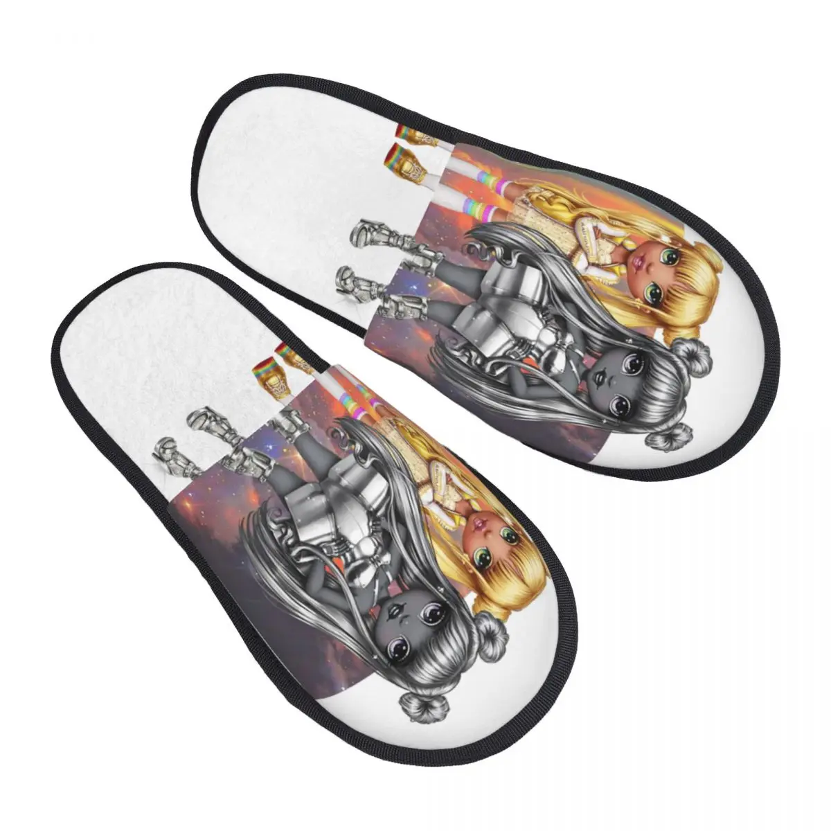 Rainbow High Sisters House Slippers Women Comfy Memory Foam Japanese Cartoon Anime Slip On Hotel Slipper Shoes