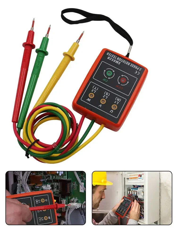 

2025 Hot Sales SM852B Phase Tester Current Voltage Detector Portable Three-Phase Electrical Phase Sequence Detector Phase Sequen