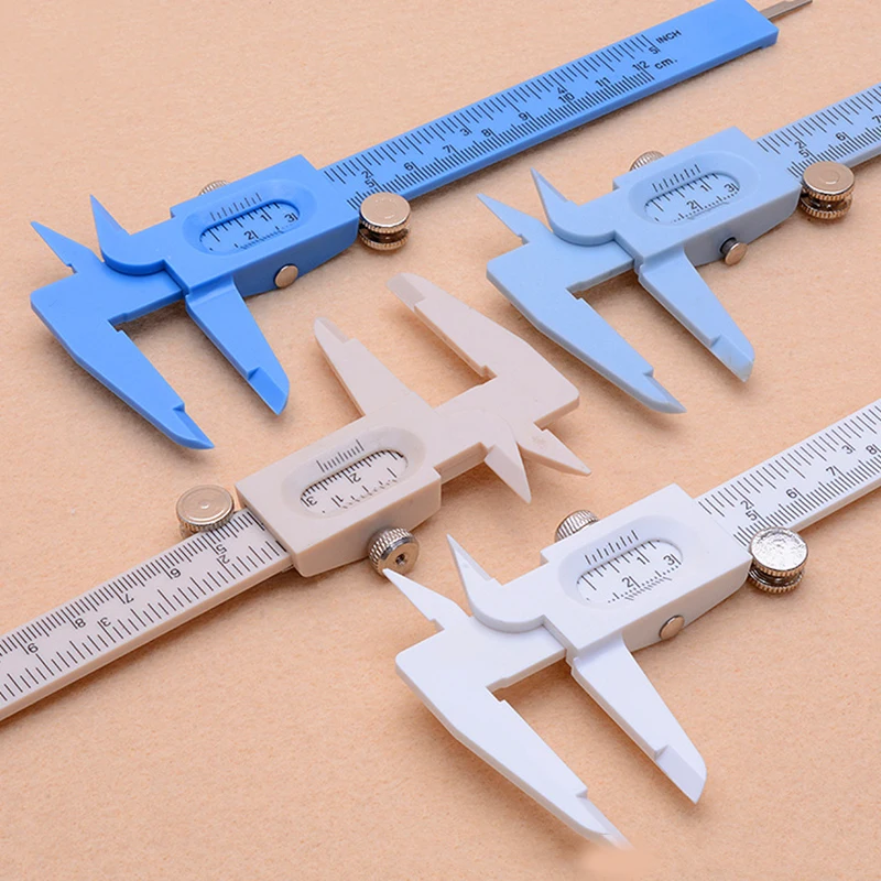 Double Rule Scale Plastic Vernier Caliper Measuring Student Mini Tool Ruler