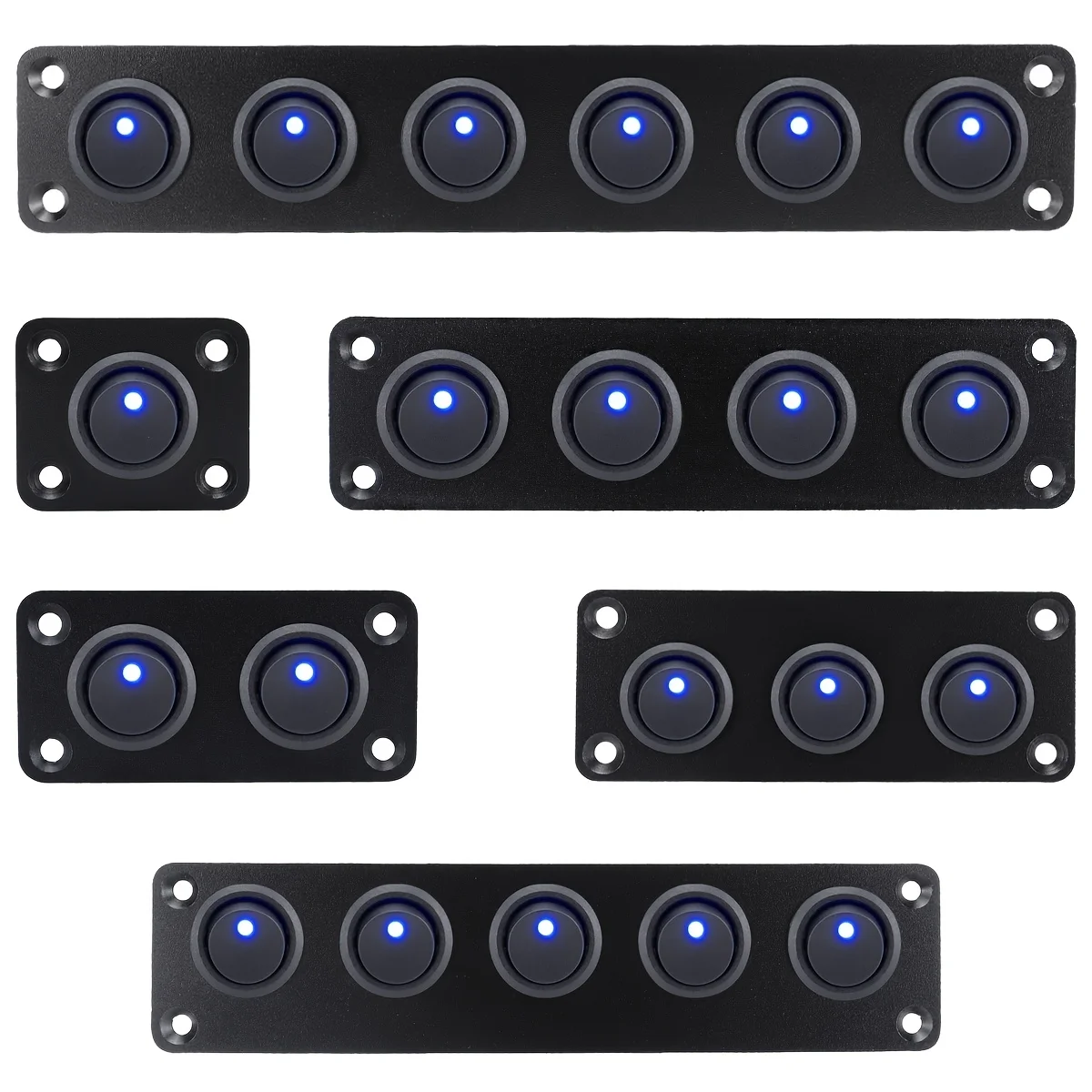 20A Blue Round Joystick Switch Panel with 3Pin Aluminum Waterproof 12V for Cars Trucks Boats RVs Yachts