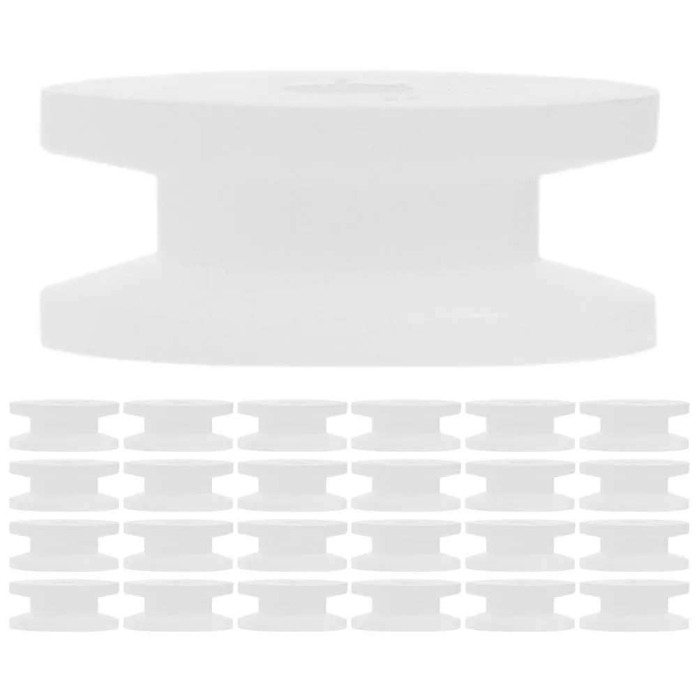 60Pcs Educational Pulley Gear Set White Plastic Belt Pulley Wheels for Small Motor Transmission Efficient DIY Car Plane Parts