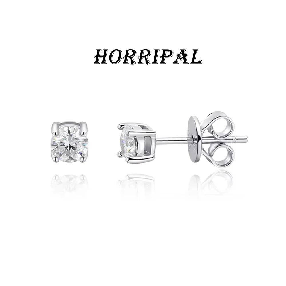 HORRIPAL D VVS1 0.1-7CT Moissanite Stud Earring For Women Top Quality S925 Sterling Silver GRA Certified Eternity Fine Jewelry