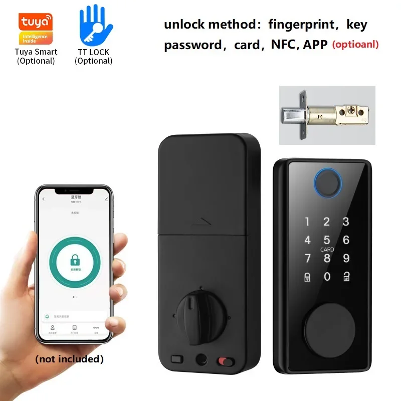 

Tuya Smart Door Lock TTlock Smart Deadbolt Locks App Biometric Fingerprint Password Card NFC Remote Unlocking Keyless Entry Lock