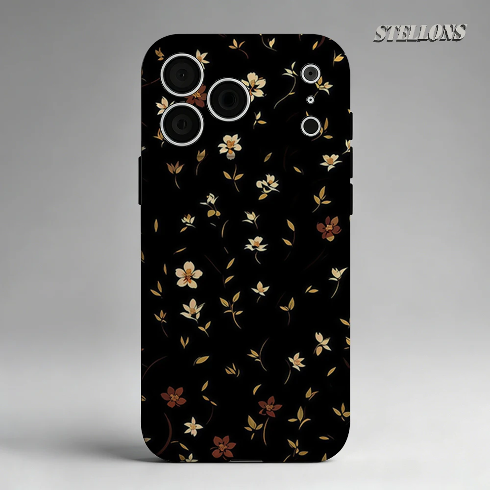 Dunkelgoldene Blüten-Doppelschicht-Rückabdeckung für iPhone 18 17 16 15 14 13 Pro Max Plus Kompatibel mit Multipl Must-Have Handyhülle