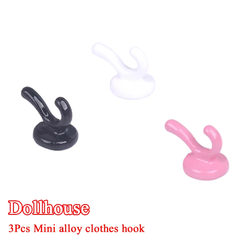3pcs Doll House Mini Clothes Hat Hook Doll House Simulation Wall Hook