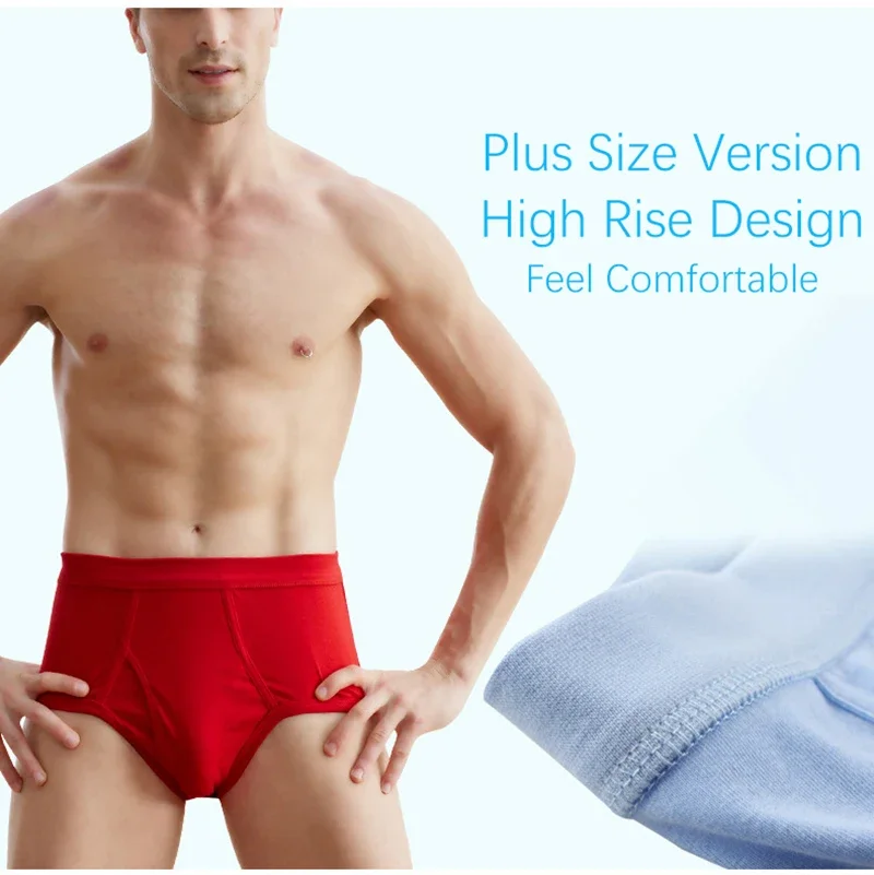 Ropa Interior Masculina de Talla Grande, Color Sólido, 100% Algodón, Cómoda, Transpirable, Holgada, Calzoncillos para Hombre