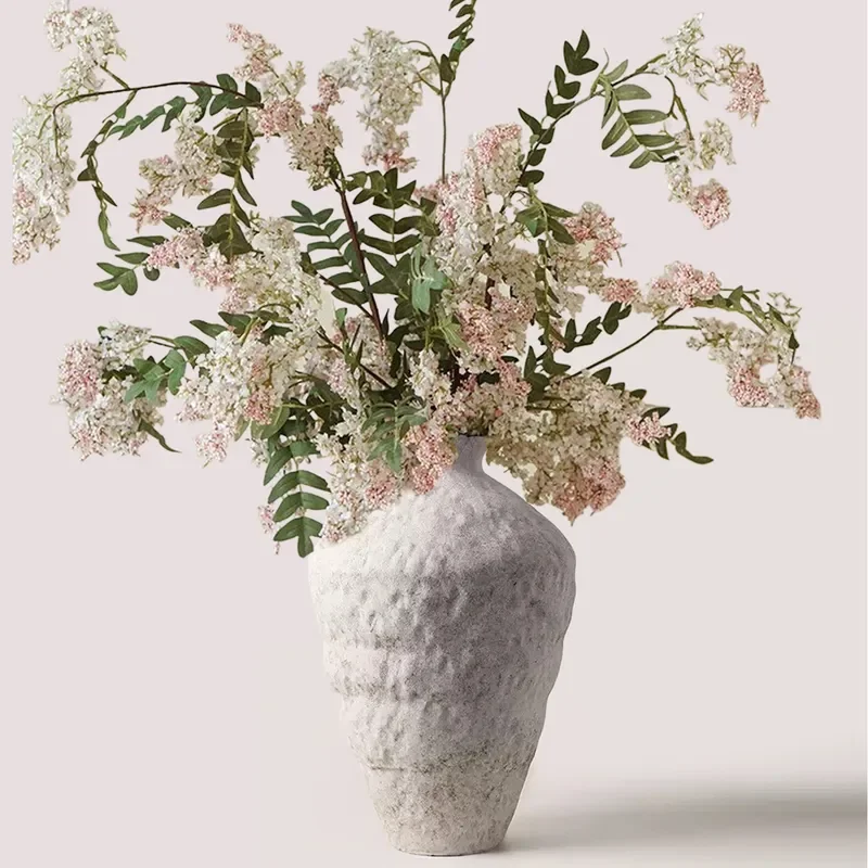 Wabi Sabi Ceramic Vase for Flower Arrangement High End Niche Home Decoration Zen Pottery Jar Ornament Modern Minimalist Style
