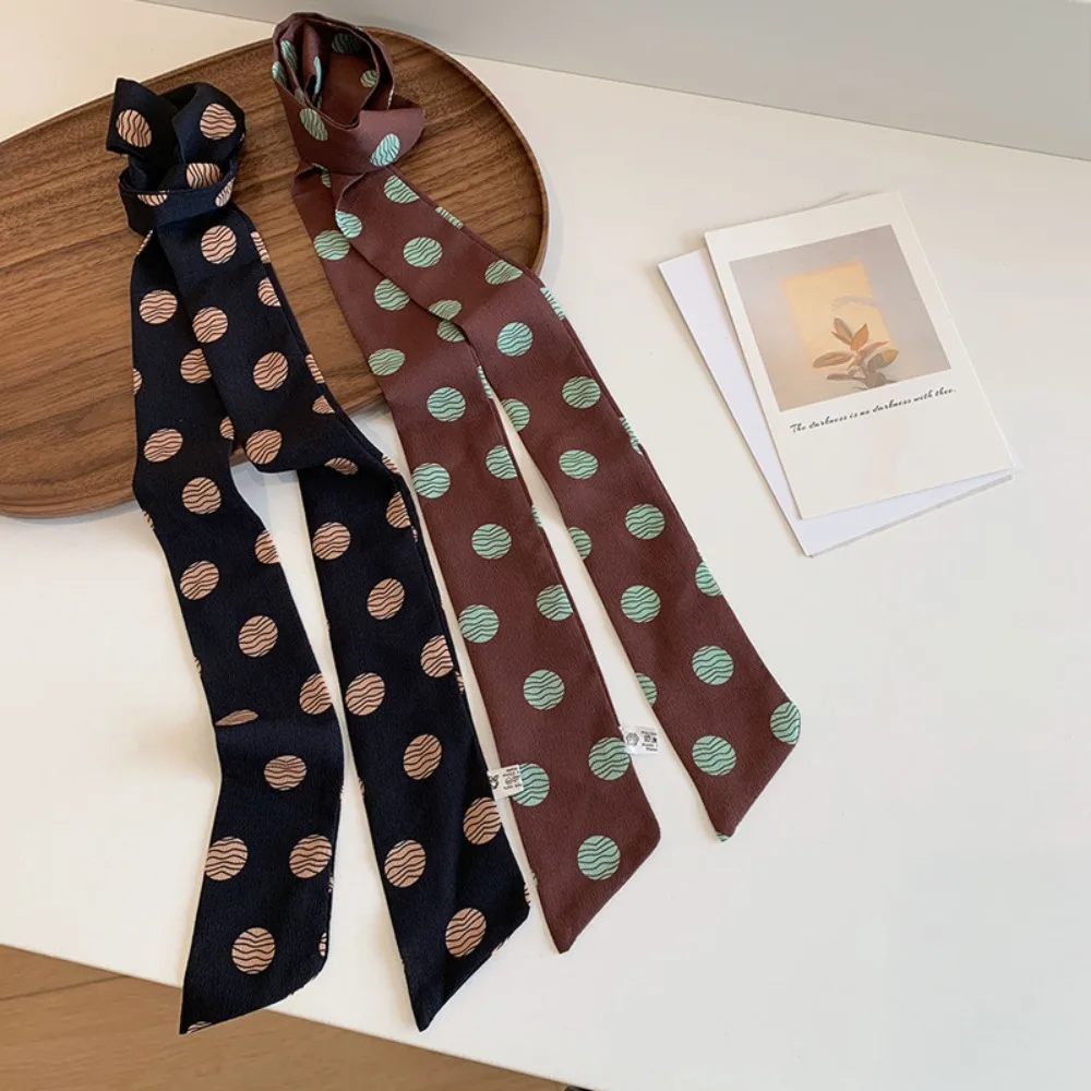 الرجعية البولكا وشاح المرأة الخريف الربيع الأزياء التبعي وشاح ضيق خفيفة الوزن أنيقة الشعر التفاف حزب السفر هدية #6