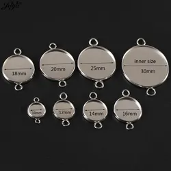 10pcs/lot 304 Stainless Steel Bracelet Connector Base 10 12 14 18 20 25 30mm Cabochon Tray For DIY Jewelry Making Accessories