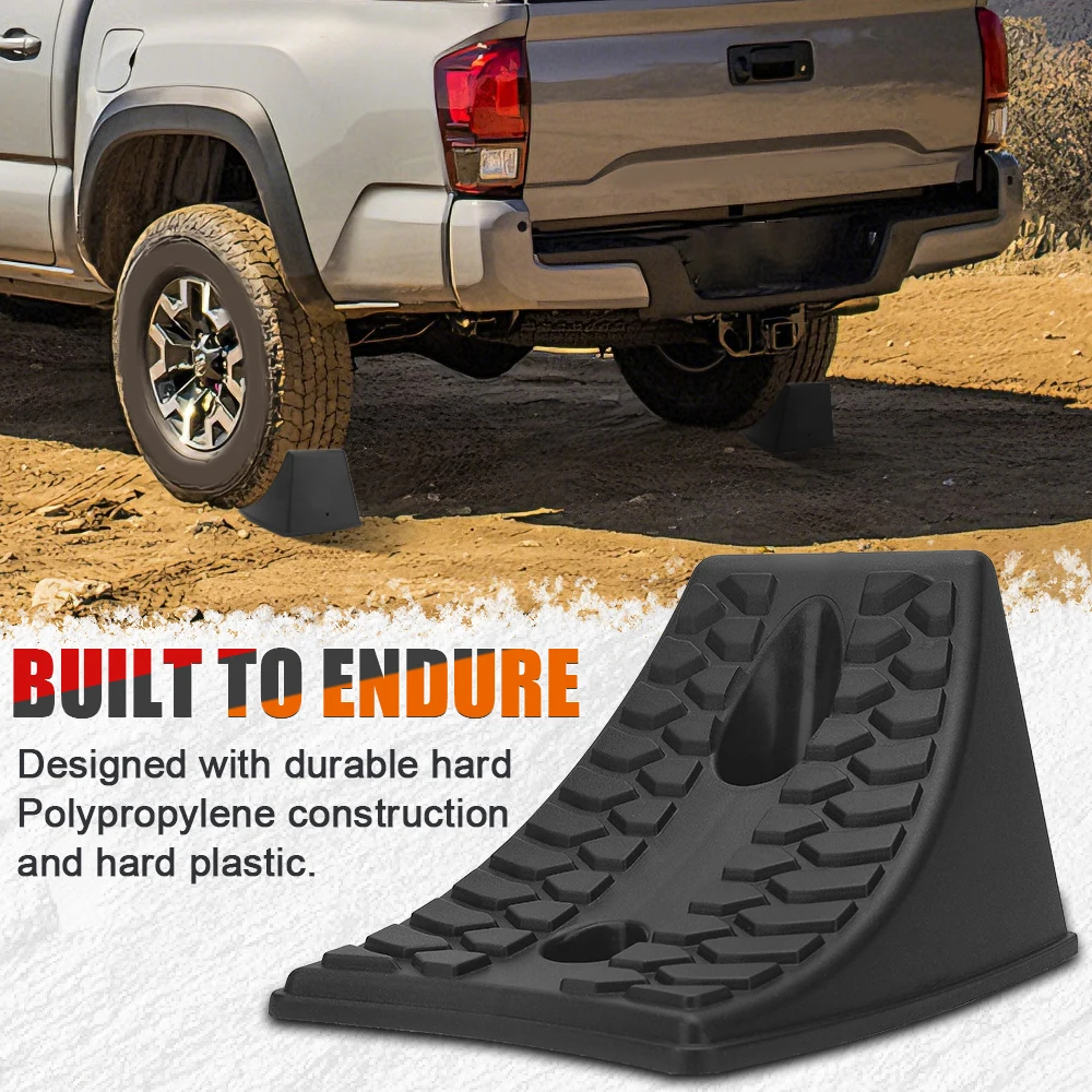 4PCS Wheel Wedge for Car Black Wheel Chocks Parking Stopper Tire Blocks for Travel Trailer Camper RV Truck Offroad SUV