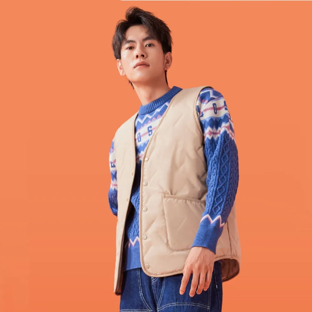 

Basic Oversized Cropped Vest Women with Pockets V-neck Windproof Waistcoat All Match Thick Men's Sleeveless Coat Unisex