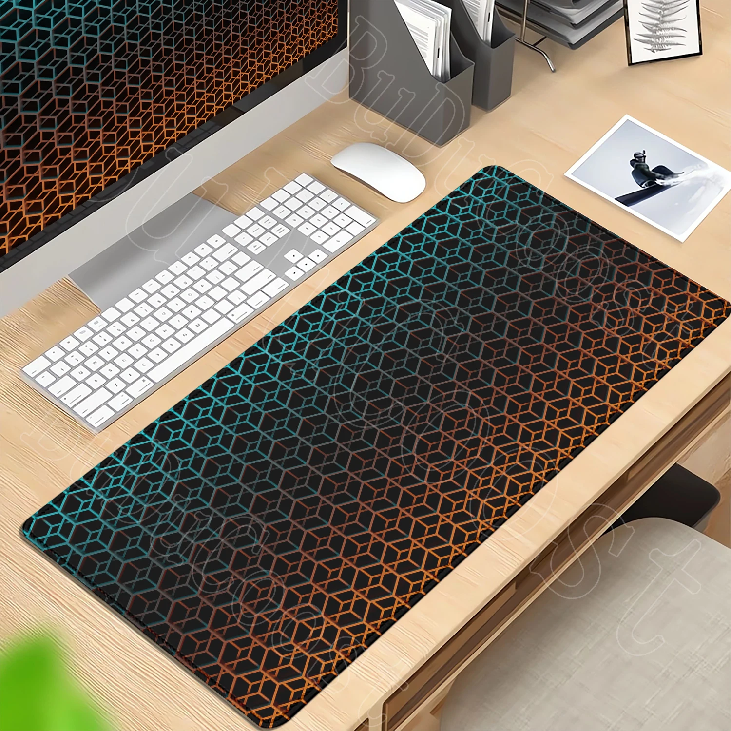 Hexagon Mouse Pad Big Keyboard Mats Gaming Mousepads Mousepad Geometric Large Mouse Mat Big Desk Pads Non-Slip Rubber Dustproof