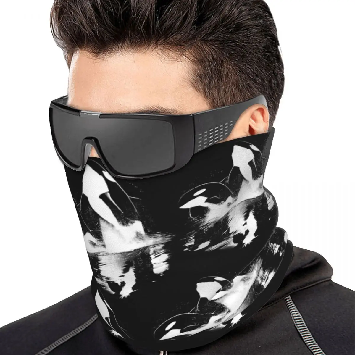 Orca Aquatic Sea Ocean Killer Whale Bandana Neck Cover Printed Wrap Mask Scarf Multi-use Cycling Scarf Unisex Adult Winter