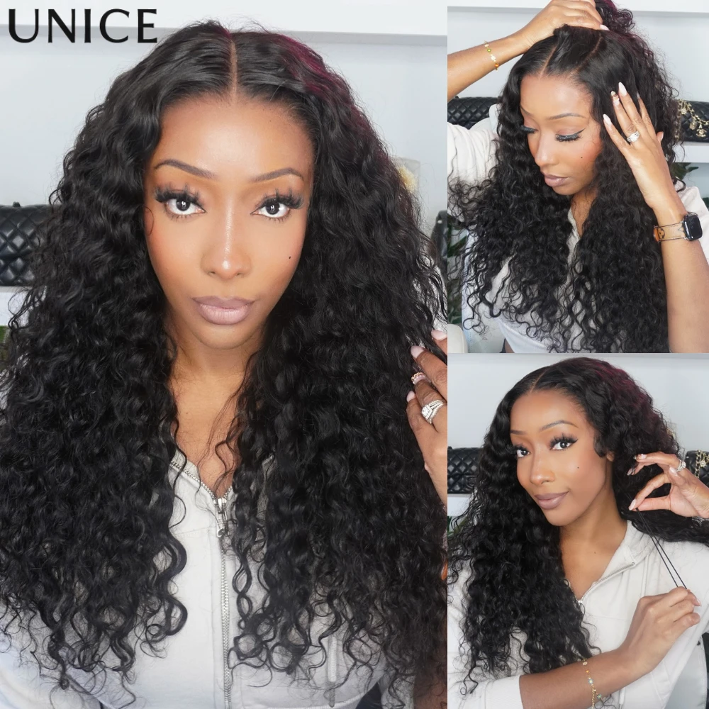 

UNice Pre Everything 13x6 Lace Frontal Human Hair Water Wave Wigs 180% Density With Drawstring