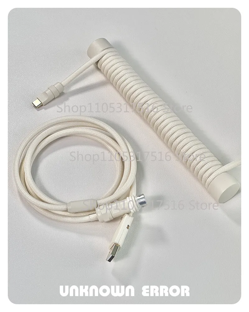 For Unknown error Custom mechanical keyboard spiral aviation cable line Mammoth Ivory White with cable clamps Z38