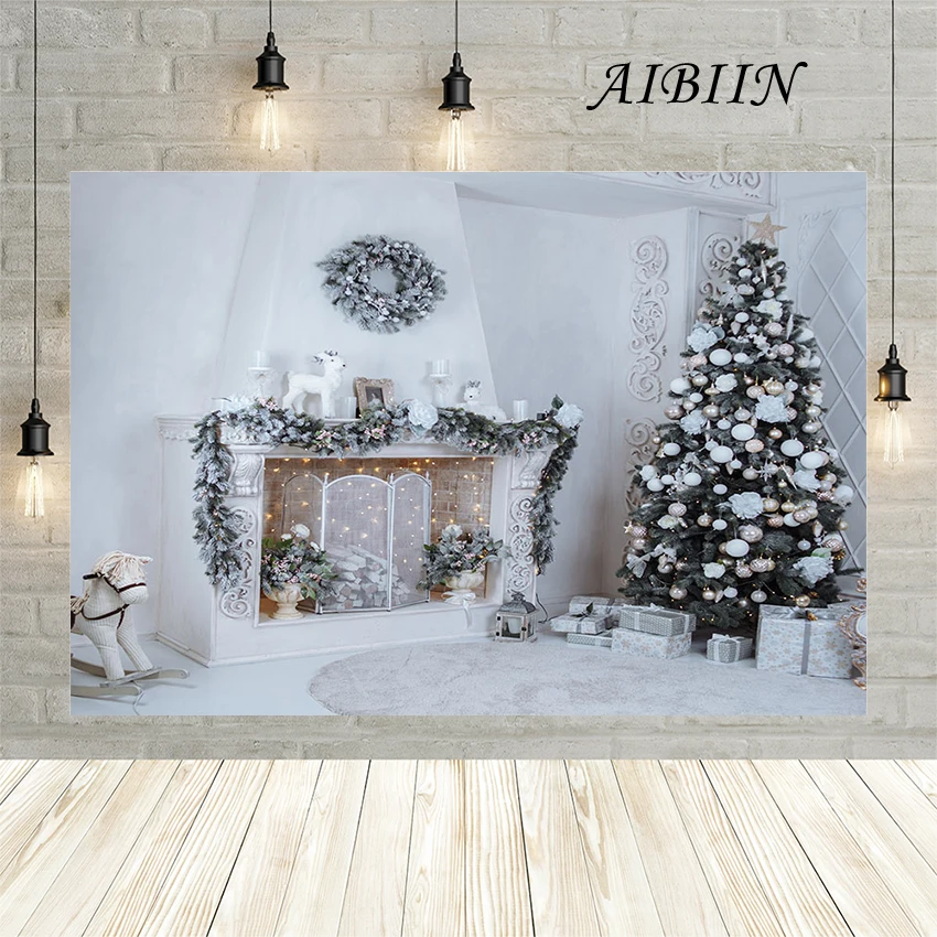 

AIBIIN Christmas Decoration Tree Photophone Fireplace Light Gifts Indoor Photography Background Photo Backdrop For Photo Studio