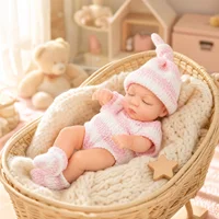 7inch 18cm LifeLike Mini Baby Doll with Clothes Washable Vinyl Newborn Doll with Jumpsuits Soft Reborn Doll Kids Birthdays Toys 2