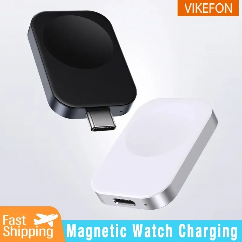 VIKEFON Portable Wireless Charger Magnetic USB Charger Base Fast Charging Dock Station For Apple Watch 9 8 7 SE 6 5 4