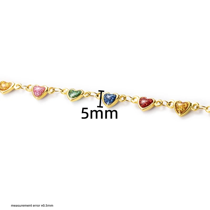 1meter Stainless Steel 5mm Heart Shaped Colored Chain For Jewelry Making Supplies DIY Charm Necklace Bracelet Trend Accessories