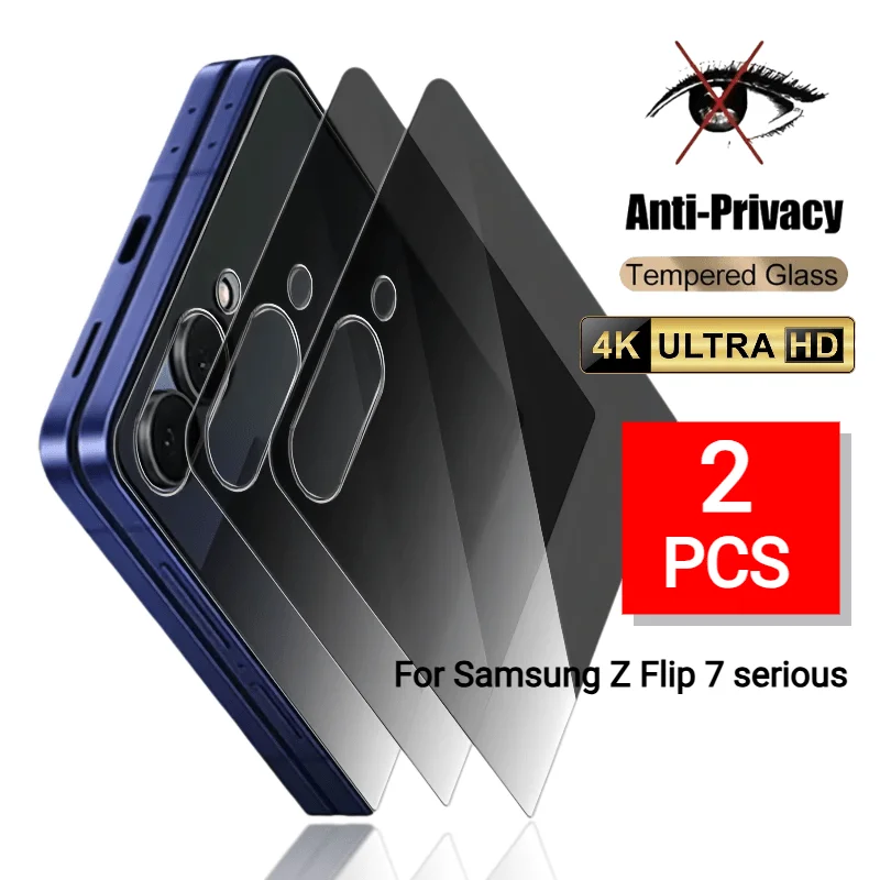 2pcs for Samsung Galaxy Z Flip 7/ 6/ 5 Privacy Tempered Glass Screen Protector - Anti-Spy Technology, Anti-Scratch, Bubble-Free