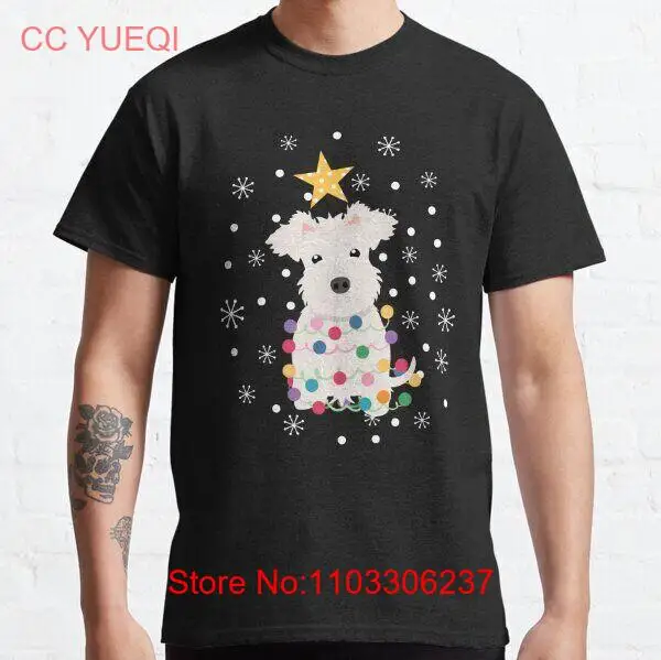 ЛУЧШИЕ ПРОДАЖИ Белая классическая футболка «Шнауцер» с миниатюрной елкой ЛУЧШИЕ ПРОДАЖИ Белая классическая футболка «Шнауцер» с миниатюрной елкой