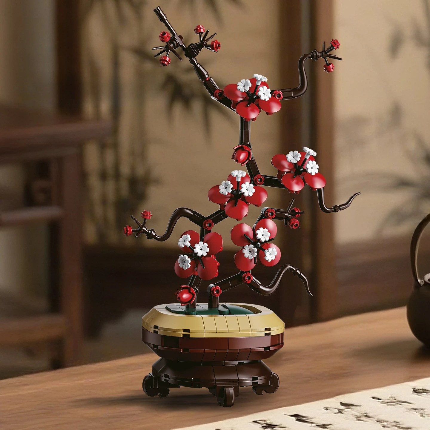 

Набор строительных блоков для растений в горшках, цветение сливы, орхидея, бамбуковая хризантема с горшком, модель в сборе, игрушка, цветочный орнамент