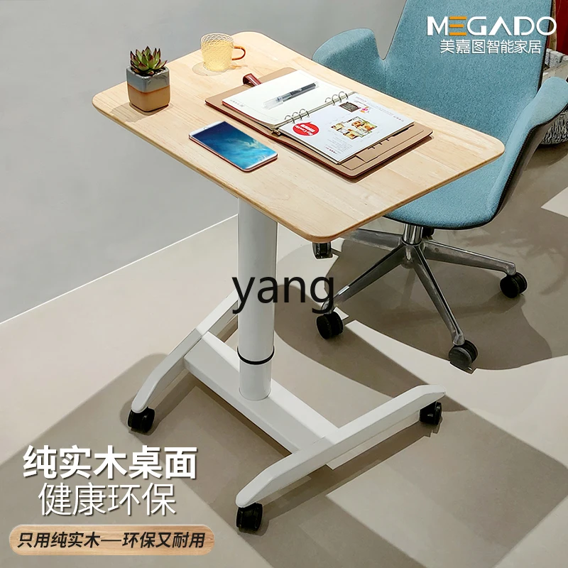 Yhl Solid Wood Computer Desk Mobile Simple Rubber Wood Bedside Lazy Study Desk Platform