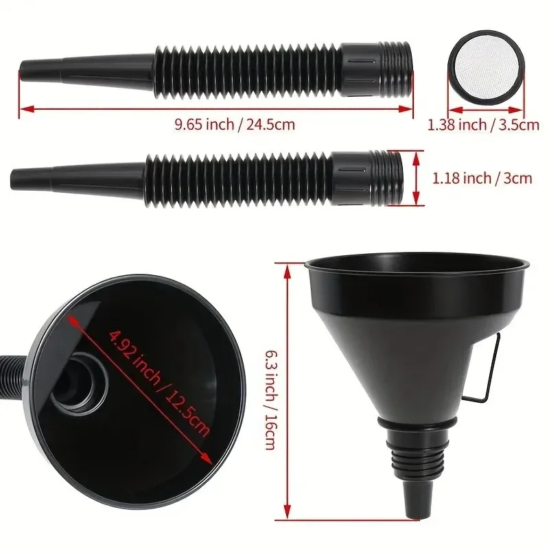 Multi functional car fuel funnel portable refueling funnel for cars and motorcycles, long nozzle, large diameter refueling parts