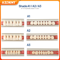 28pcs AZDENT Dental Synthetic Resin Teeth Full Mouth 2-Layer Teeth Whitening Denture Shade A1/A2/A3 Plastic Steel GL-II Enhanced