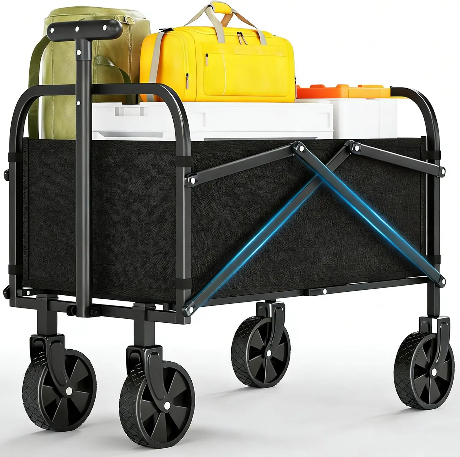 

Складная универсальная тележка с внедорожными колесами, регулируемой ручкой, грузоподъемностью 240 фунтов для покупок, кемпинга, сада