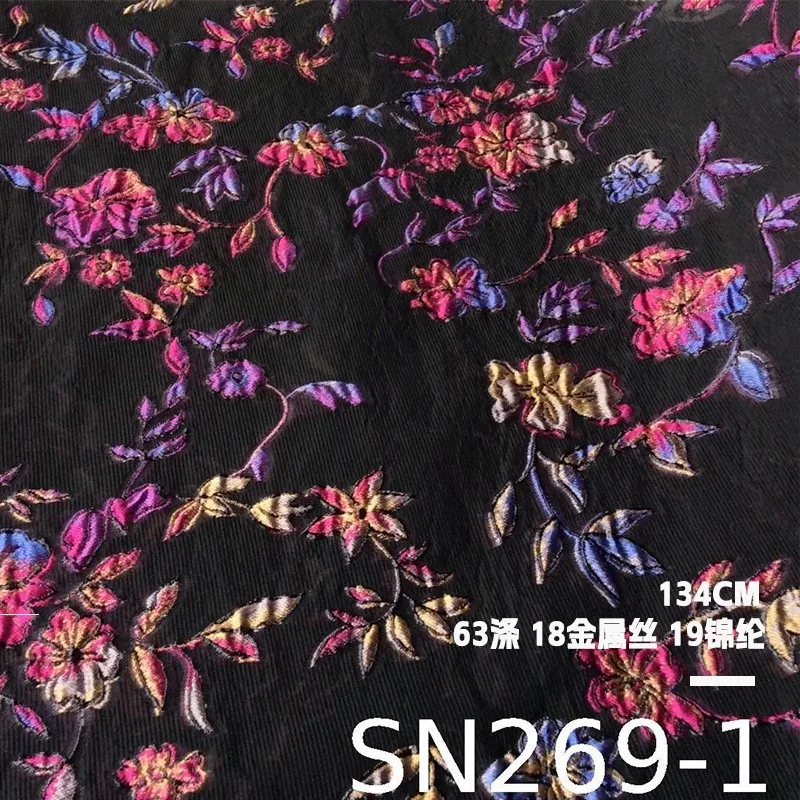 Multicolored embossed jacquard fabric organza semi-transparent new Chinese-style women's dress cut