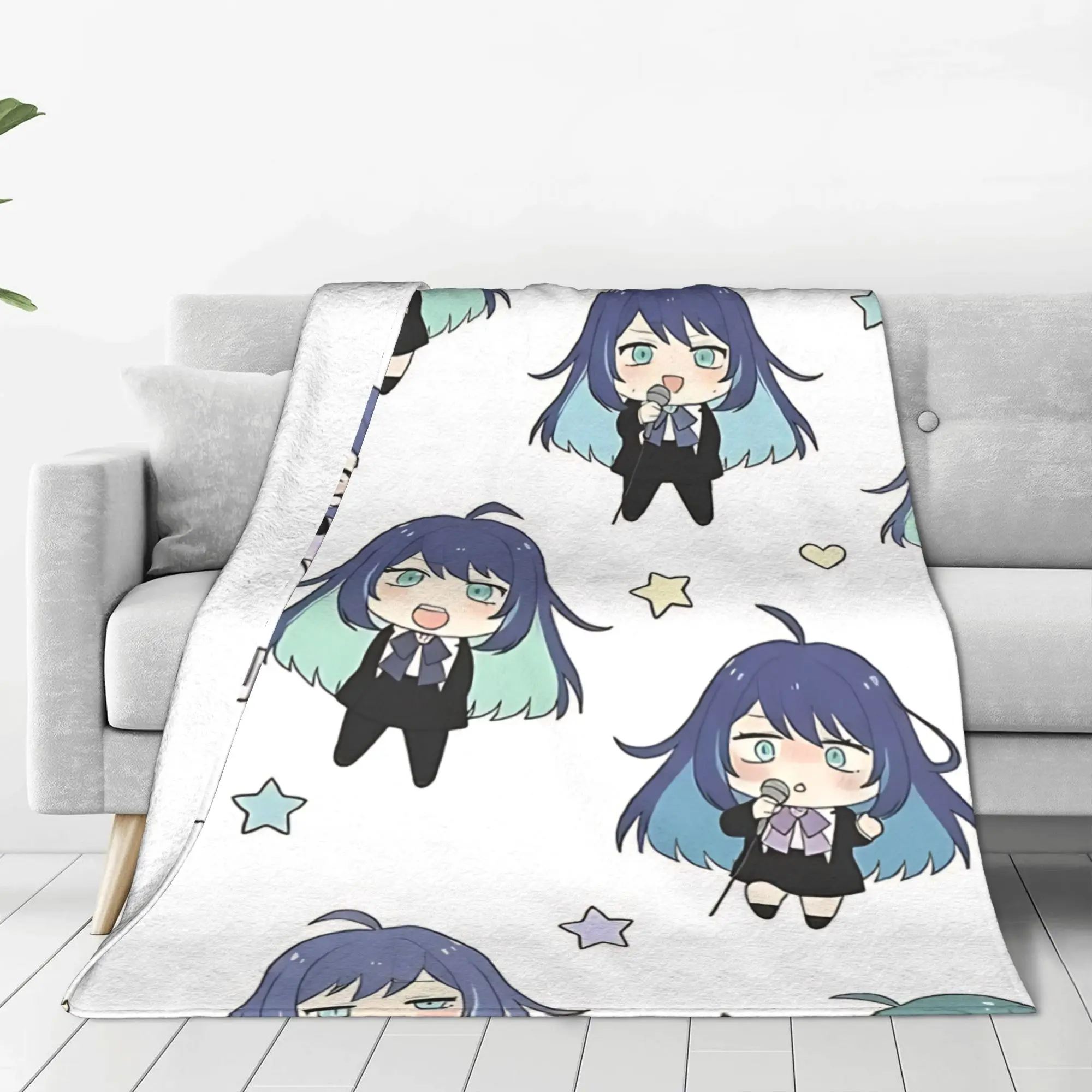 1PC Home Cutecore Neon Tokyo Background Ado Blanket Super Cosy Plush Home Living Room Sofa Halloween