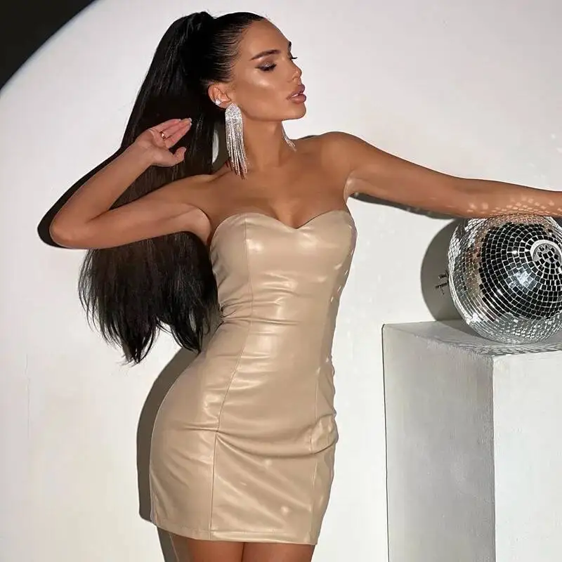 New Style 2025 Solid Color Sexy Strapless Slim Waist Bodycon Dress for Women Nightclub Outfit Summer Dress Robe Vestido Women