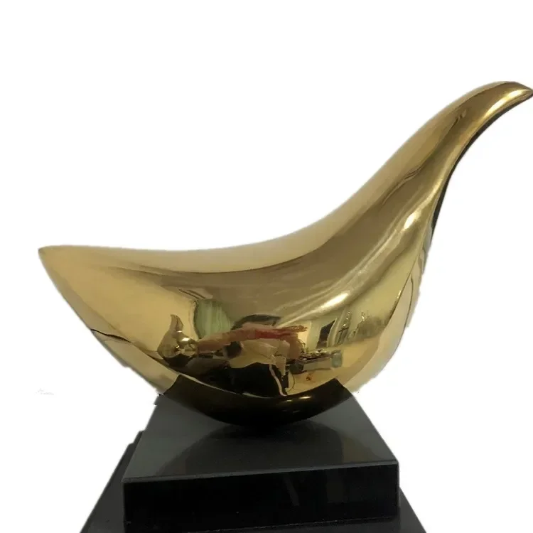 Abstract Bird Sculpture Hand Polished Gold Bird Stainless Steel Wall Art