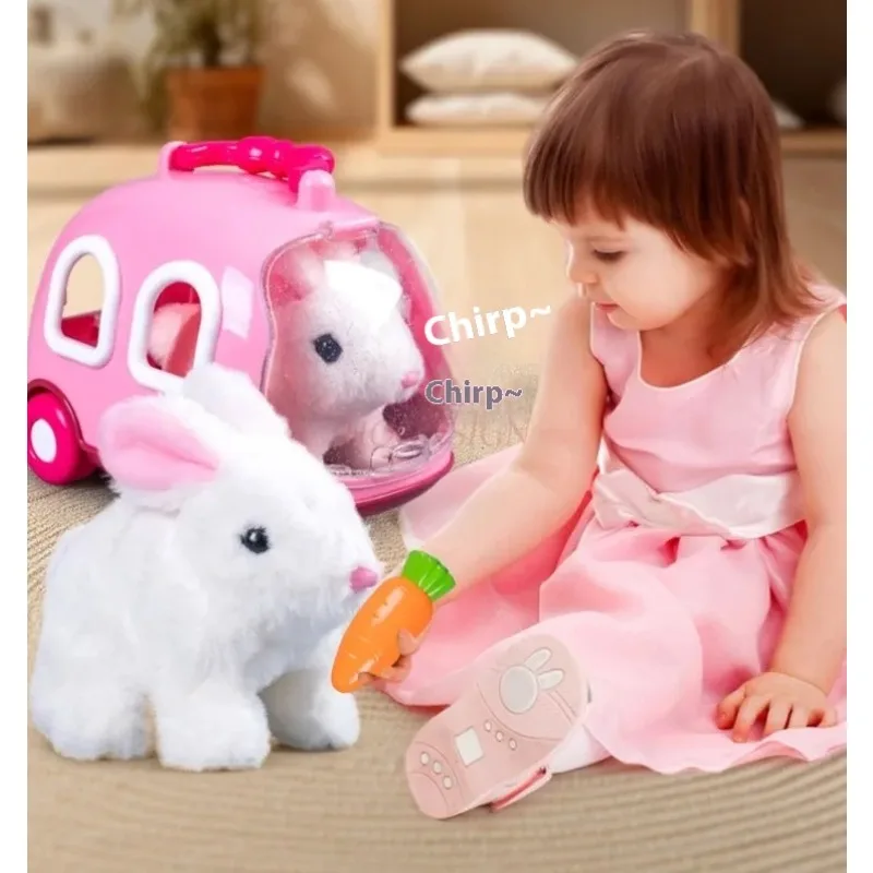 Jouet interactif en peluche-lapin électrique câlin avec mouvements réalistes, cadeau d'anniversaire parfait pour les filles