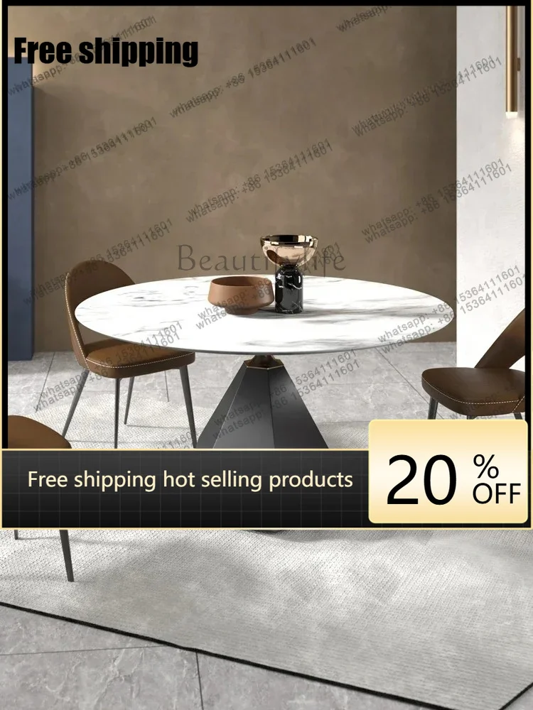 hot Factory Direct  Italian marble round dining table simple modern small apartment household super crystal stone table designer
