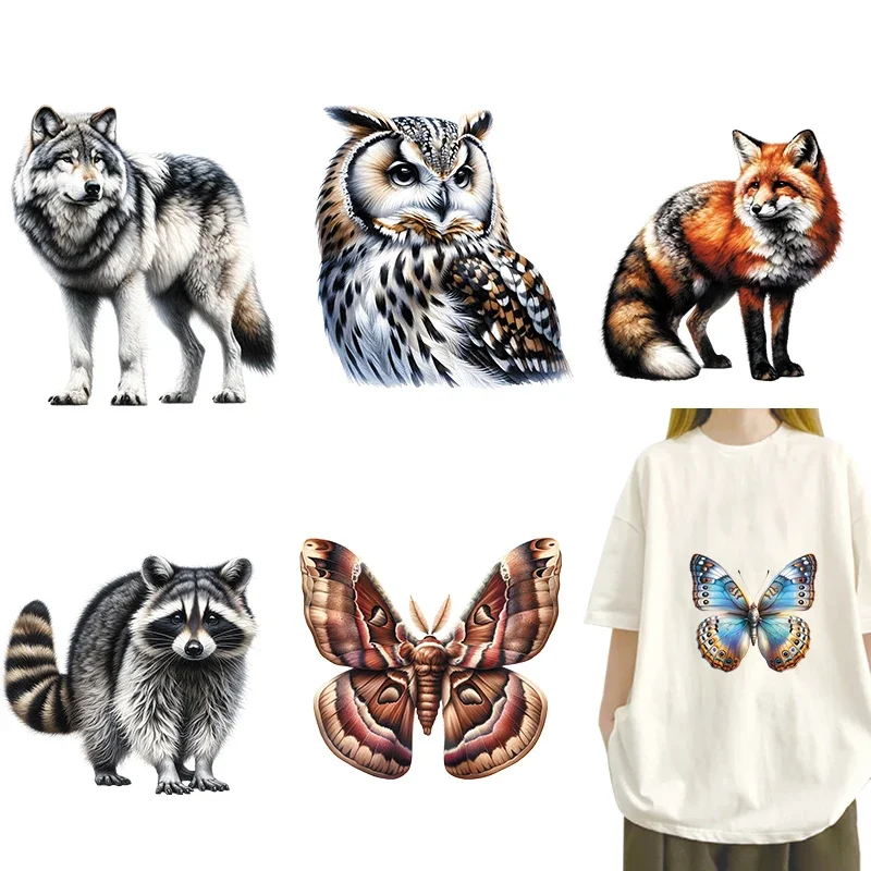 

Forest animals, eagle, wolves, foxes DTF Thermo Sticker Decals Heat Transfer On Clothes Iron On Patch For Press Printing