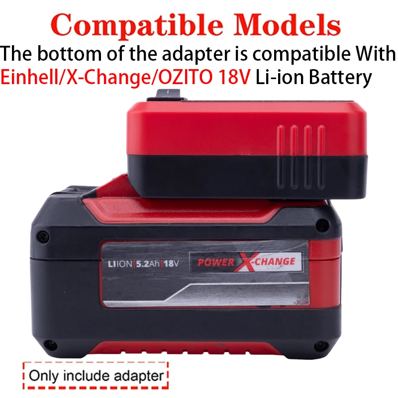 Battery Power Bank for Einhell/X-Change/OZITO 18V Li-ion Battery Adapter USB/Type-C Dual Fast Charging Interface Power Supply