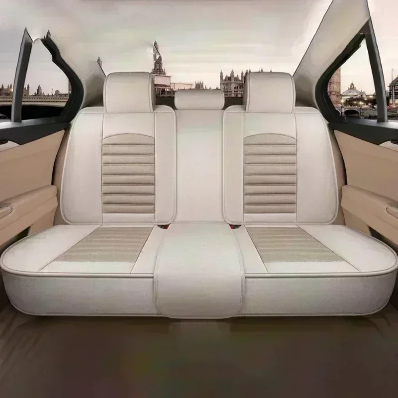 لغطاء مقعد السيارة أكورا من الكتان، غطاء كامل للسيارة بأكملها، غطاء مقعد مكون من 5 مقاعد قابل للتنفس وغير قابل للانزلاق للفصول الأربعة