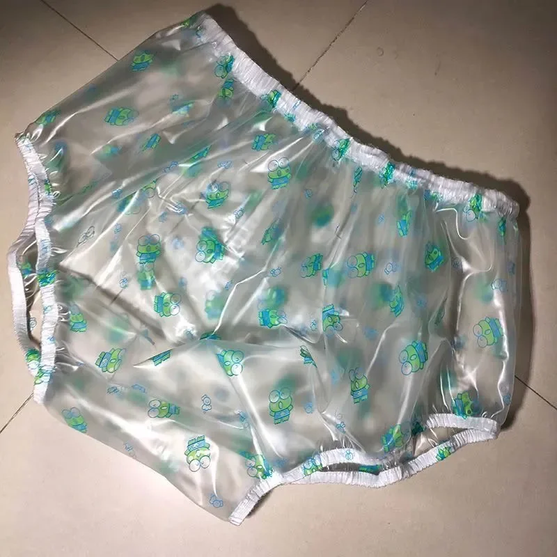 Couple Transparent Soft Thick PVC Plastic Underpants Waterproof Loose ABDL Diaper Briefs Incontinence Pants Adult Baby Panties