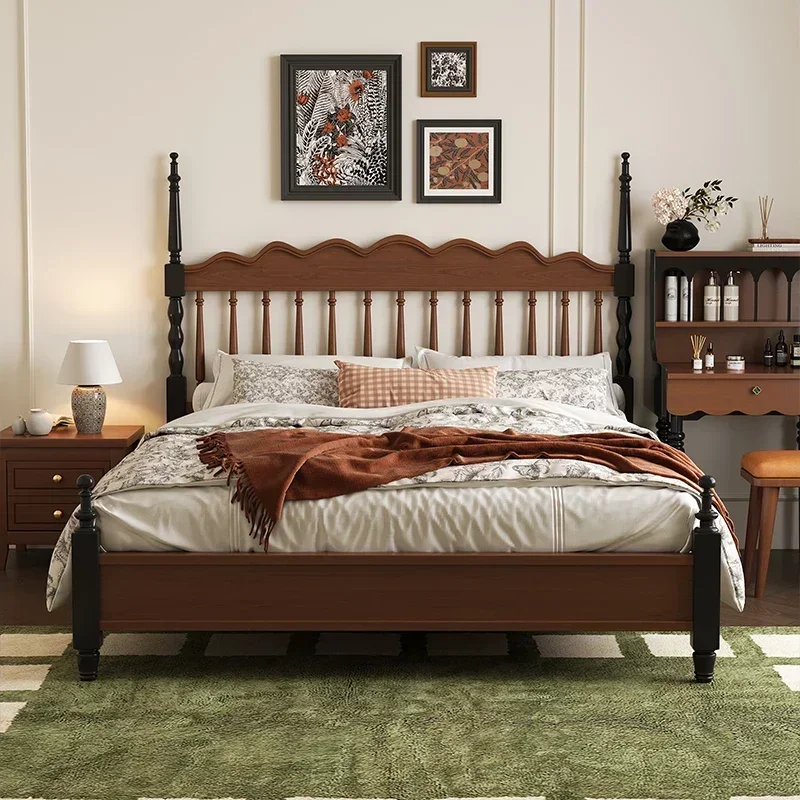 Full Size Bed Frame French Retro Windsor Double Bed Twin Bed Frame Simple Aesthetic Dormitorio Bedroom Furniture