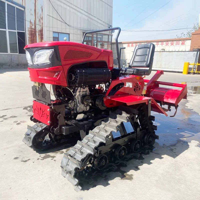 

Customized Ride-On Small Plowing Machine, Crawler Tractor with Wet & Dry Dual Use Rotary Tiller for Agriculture