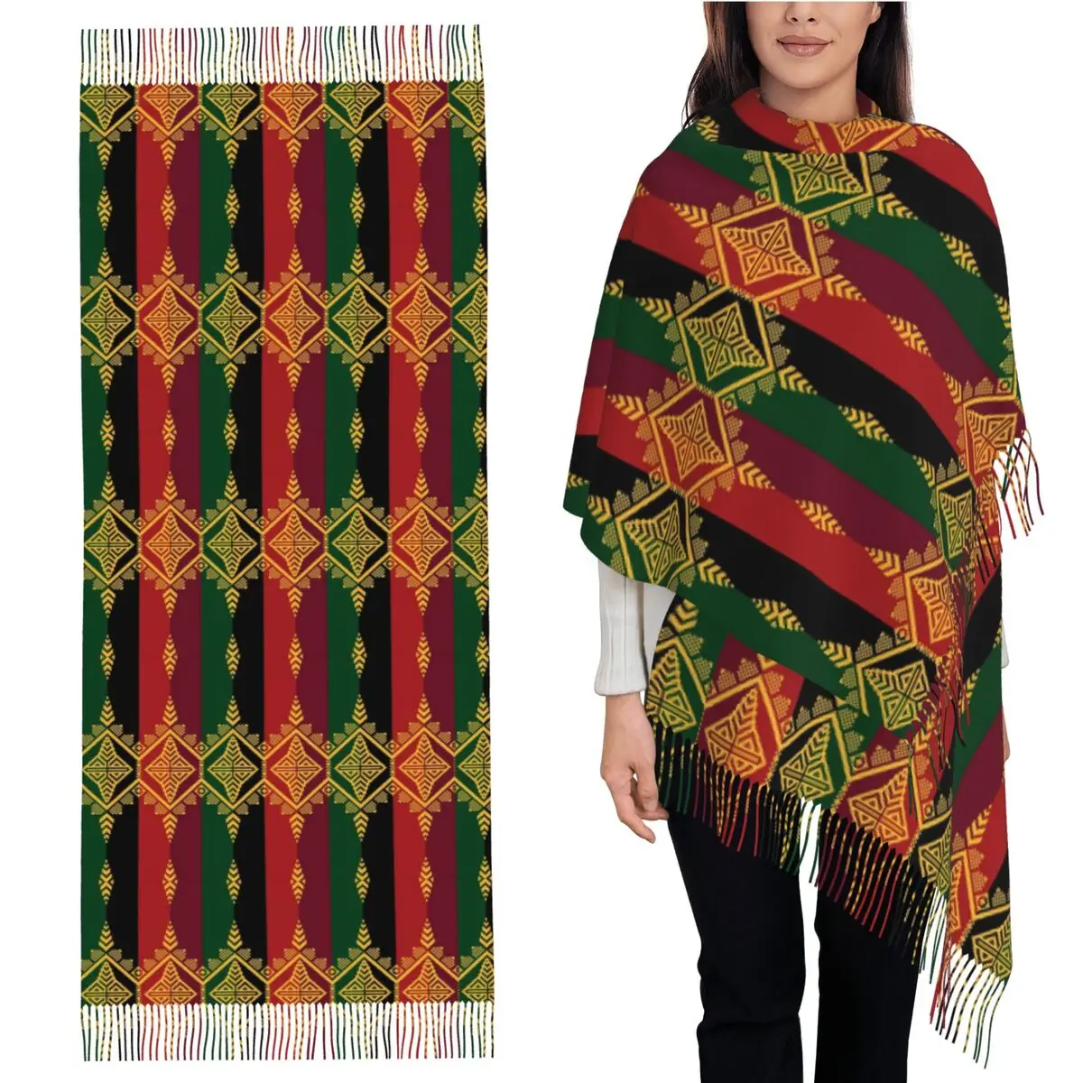 

Этнический филиппинский племенной узор - шарф Inaul, шарфы с кисточками, женские мягкие теплые шали и накидки, длинная осенне-зимняя шаль