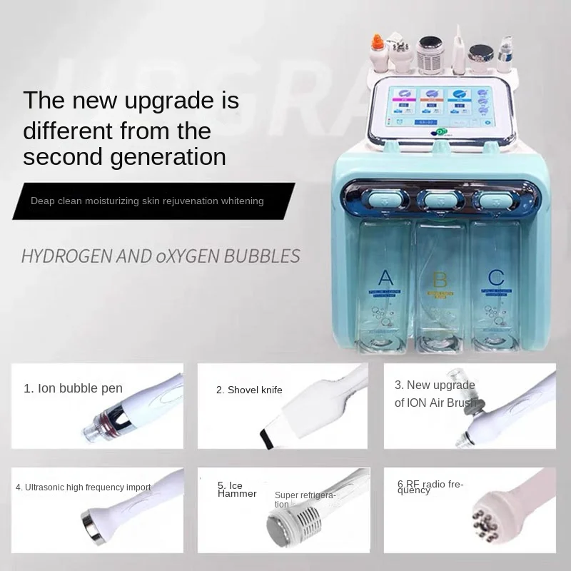 NEW 6 in 1 Pro Oxygen Facial Machine Clean Skin Care BIO Light RF Vacuum Facial Machine Hydro Water Oxygen Jet Peel Machine