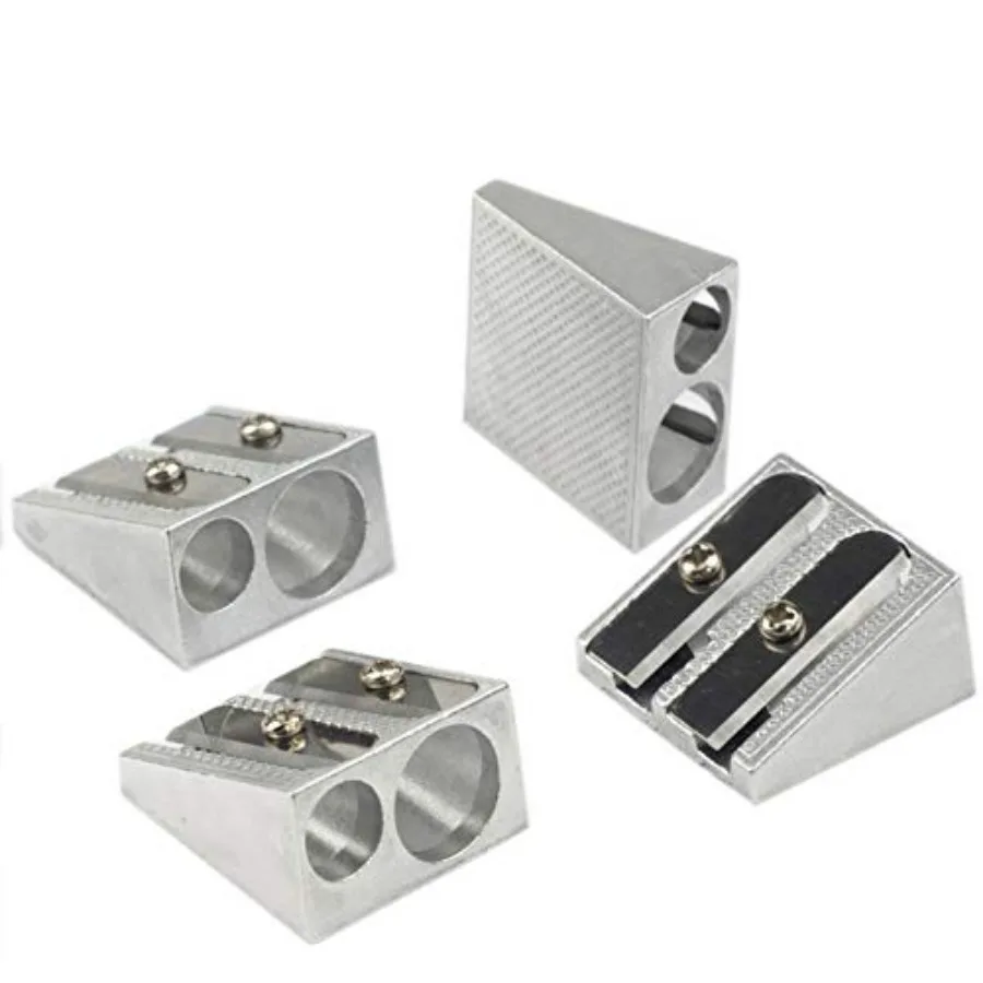 

Pencil Sharpeners Manual Twin Metal Dual Sharpening Blade Double Holes Rectangular Pencil Sharpener for Colored Graphite Pencil