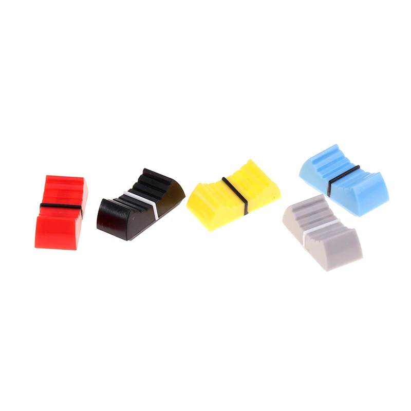 10 Stuks Fader Knop Cap Touch Sensitive Slider Rib Mixer Bureau Schakelaar Dop Plastic Rood Blauw Grijs Zwart