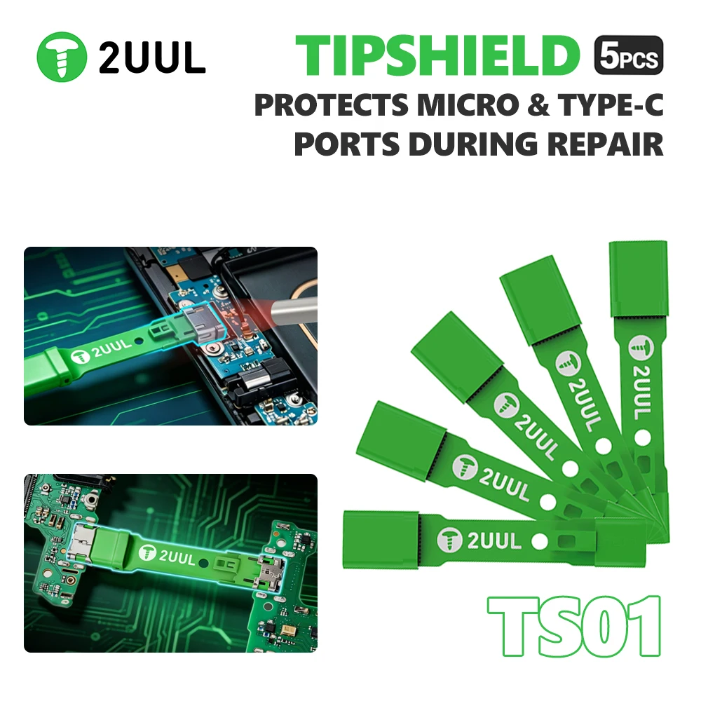 

2UUL TipShield TS01 Dual-Ended USB/Type-C Connector Protector 5PCS for Mobile Phone Repair and Soldering Protection Tool