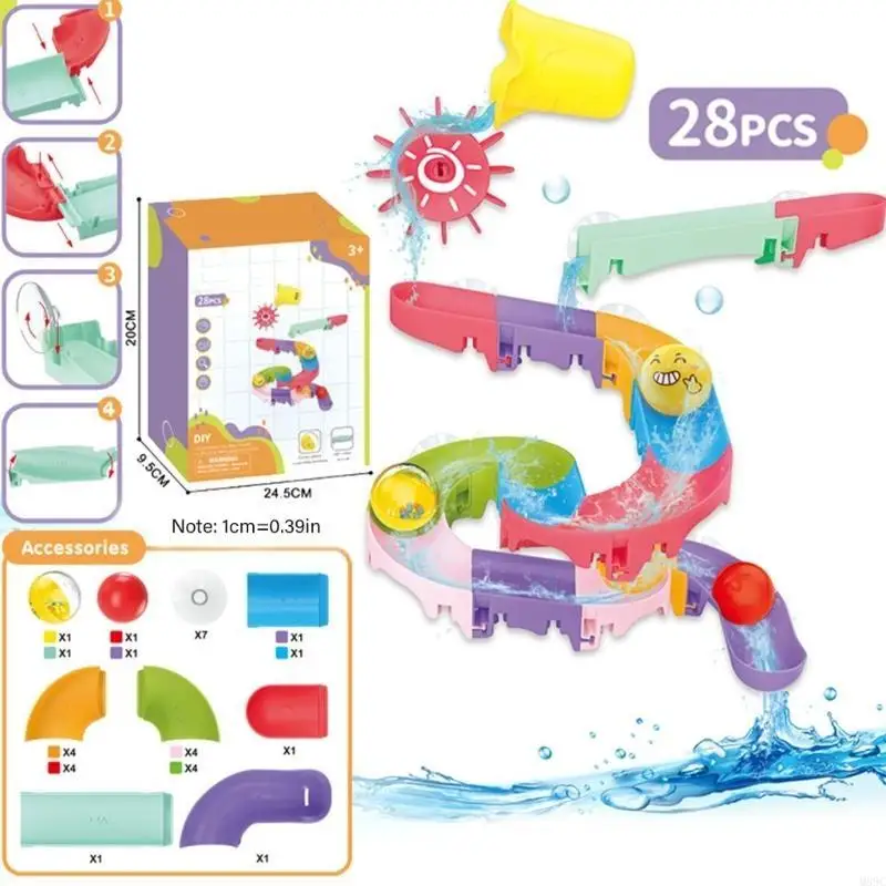 M89C Baby Bath Play مجموعة Soft Slide Track Assembly Water Slide Toy Track Track True Kids Time Time Tran