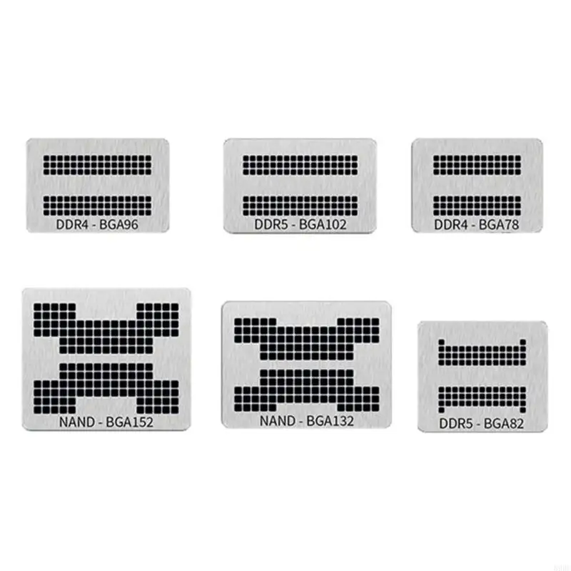 Identified Reballing Plates, 6-Piece Set with Visible Layout Codes for Selecting Compatible Storage Drive and USB Flash 896C