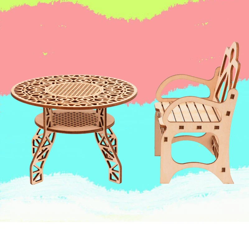 Puzzle Kayu DIY Puzzle Anak-anak Kreatif Dekorasi Kerajinan Kayu Model Furnitur Rumah 3d P307